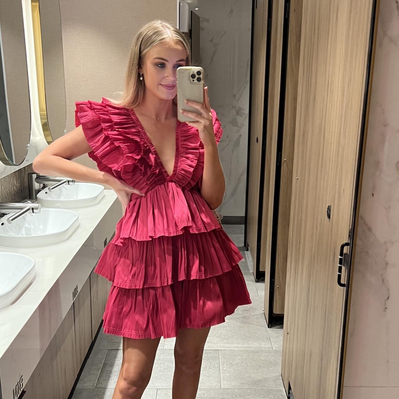 Fuchsia ruffle clearance dress