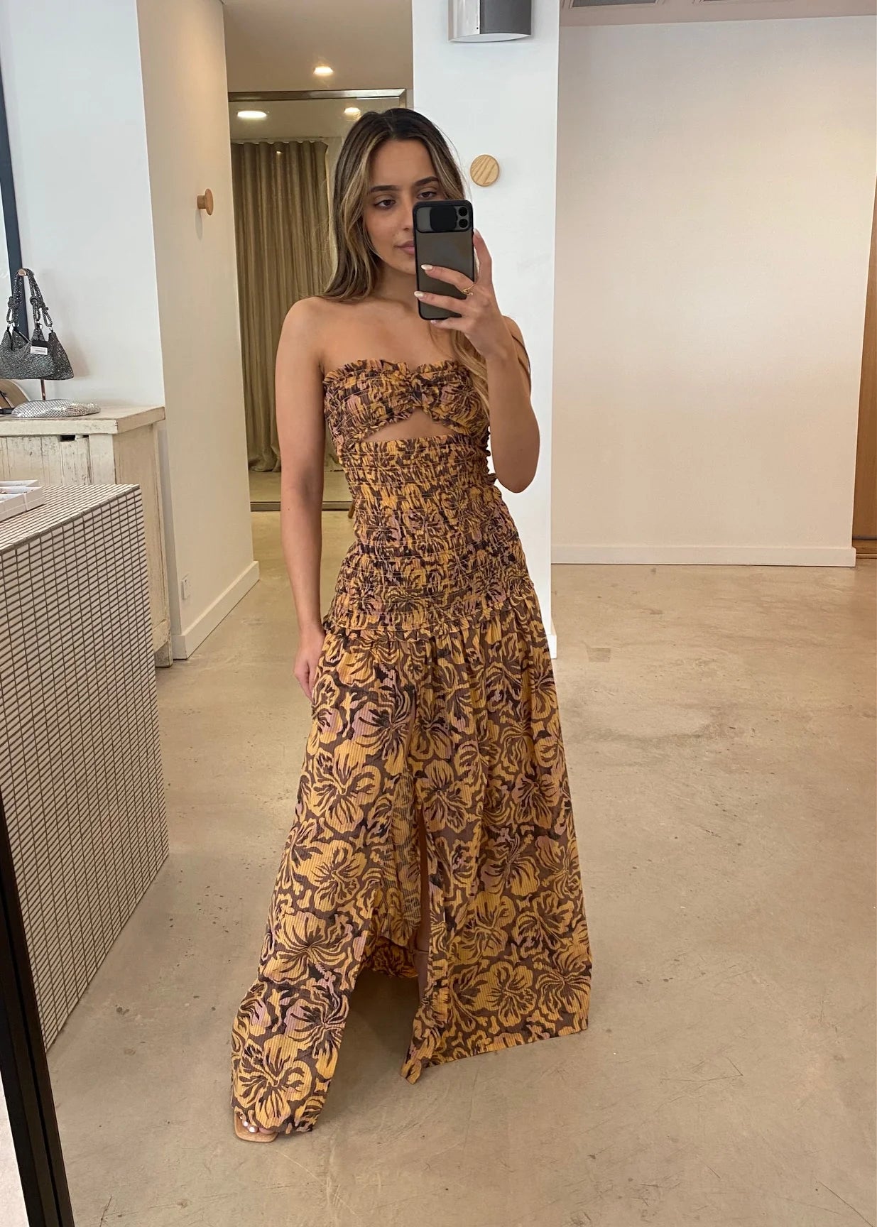 Bec and Bridge Samara Strapless Shirred Maxi Dress Hills Shire Hire