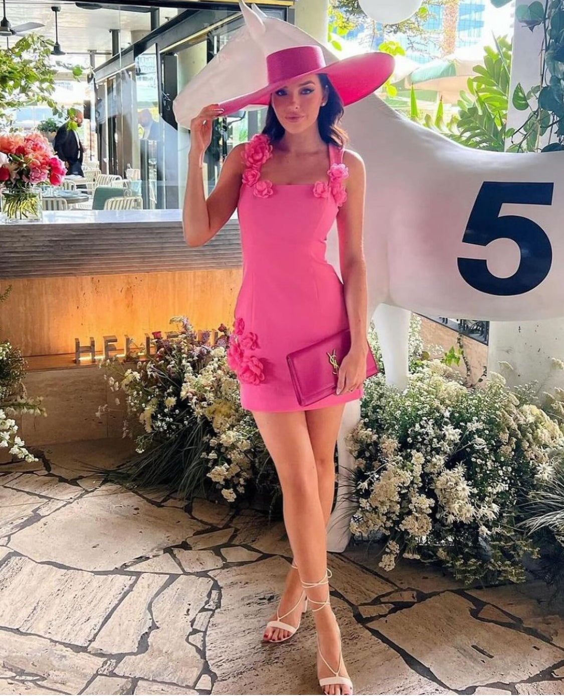 elliatt trompe dress - pink Elliatt Trompe 3D Floral Mini Dress in Pink Hills Shire Hire