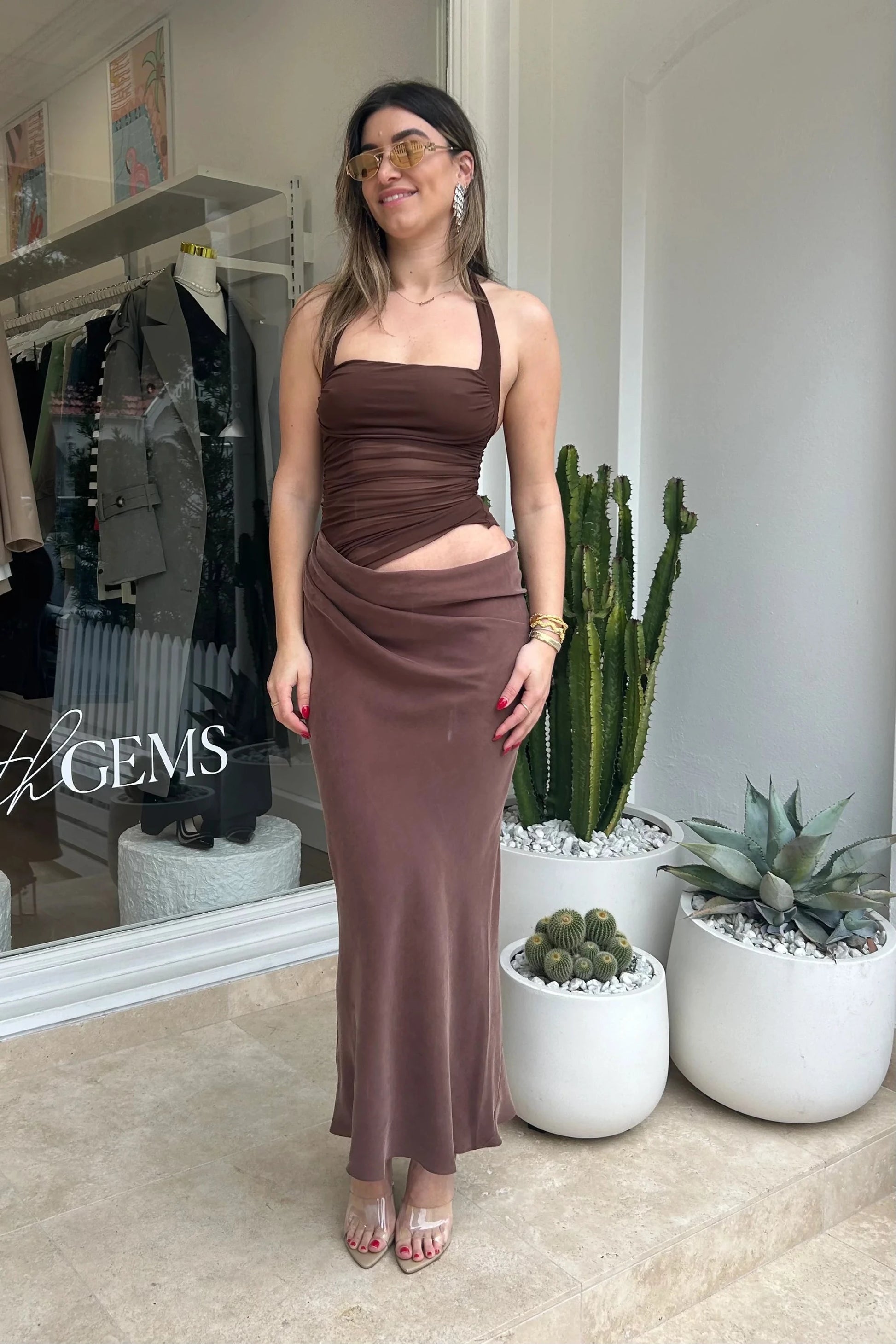 benni brown dress Gina Maxi Dress