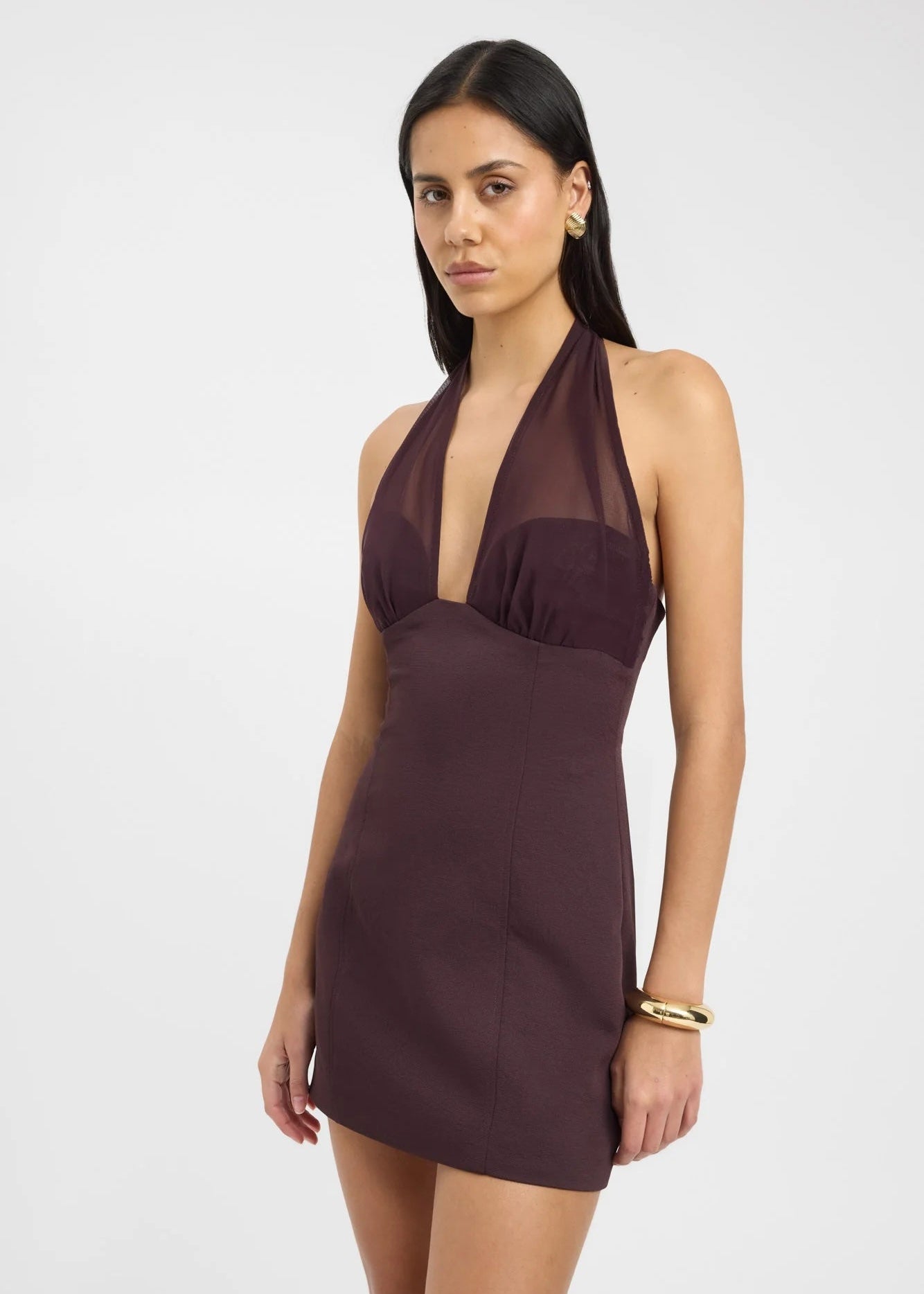 Kookai Oyster Mesh Mini Dress in Mahogany Hills Shire Hire Kookai Oyster Mesh Mini Dress in Mahogany Hills Shire Hire